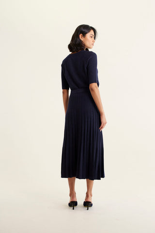 Barney Wool Lurex Skirt In Navy