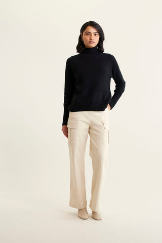 Fifi Cashmere Polo Sweater In Black