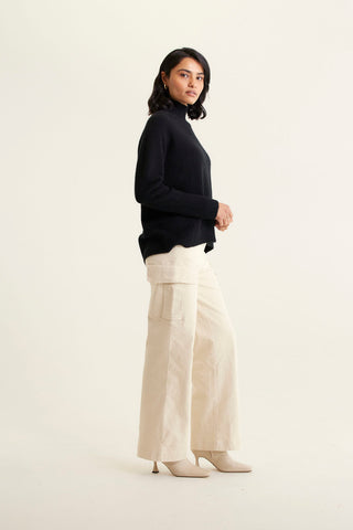 Fifi Cashmere Polo Sweater In Black