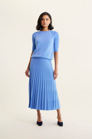 Barney Wool Lurex Skirt In Sky