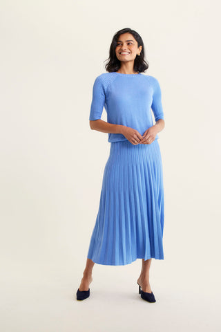 Barney Wool Lurex Skirt In Sky