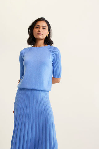 Barney Wool Lurex Top In Sky