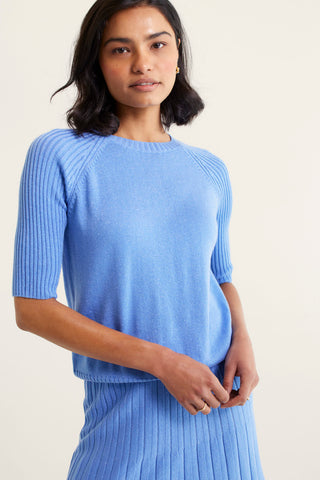 Barney Wool Lurex Top In Sky