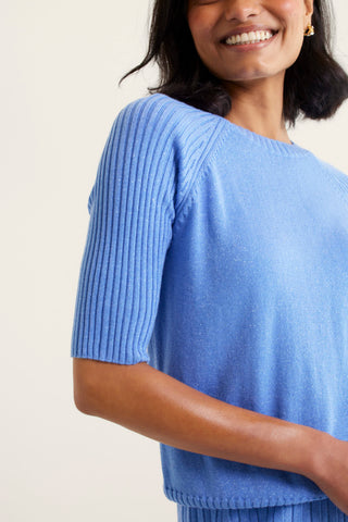 Barney Wool Lurex Top In Sky