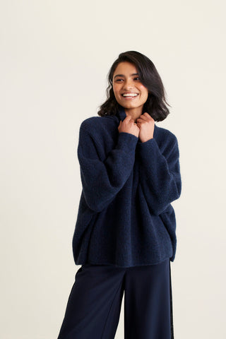 Pascale Alpaca Polo in Navy