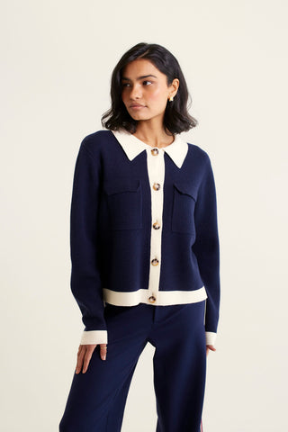 Queens Merino Cashmere Jacket In Officer Navy