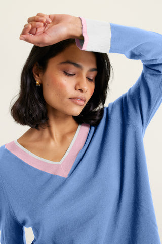 Quay Cotton Sweater In Cornflower