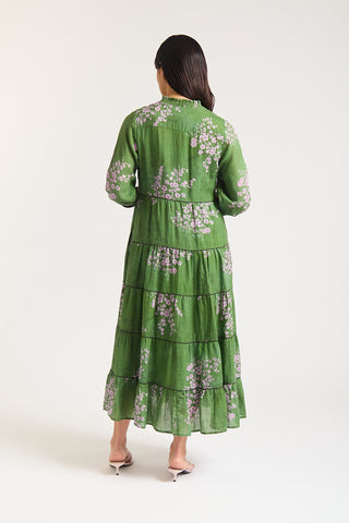 Long Sleeve Martina Ramie Dress In Maple Print