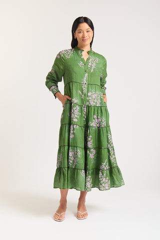 Long Sleeve Martina Ramie Dress In Maple Print