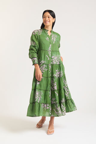 Long Sleeve Martina Ramie Dress In Maple Print