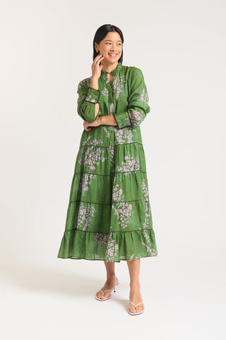 Long Sleeve Martina Ramie Dress In Maple Print