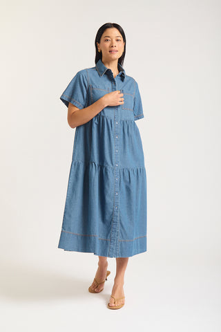 Hazel Midi Dress In Denim