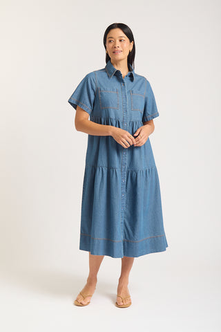Hazel Midi Dress In Denim