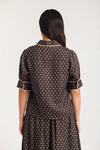 Ruby Ramie Shirt  In Choc/Beige