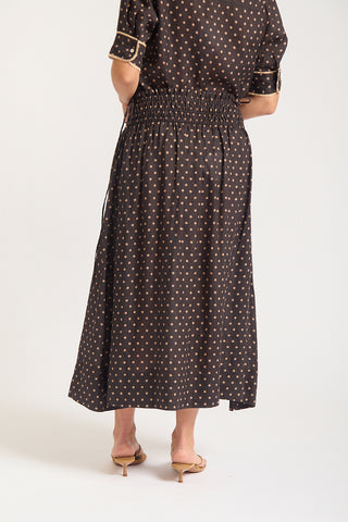 Sylvie Ramie Skirt In Choc/Beige