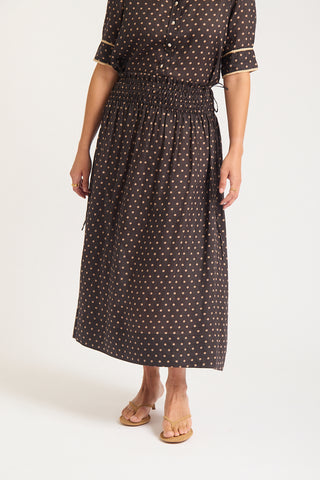 Sylvie Ramie Skirt In Choc/Beige