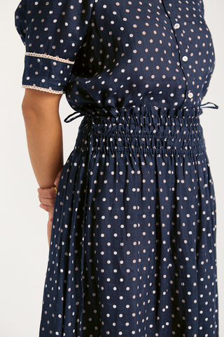 Ruby Ramie Shirt  In Navy/Ivory