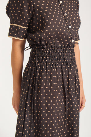 Sylvie Ramie Skirt In Choc/Beige