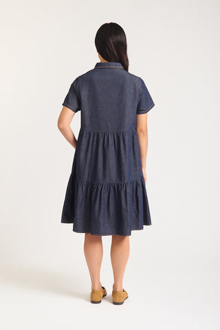 Hazel Dress Classic In Indigo Denim