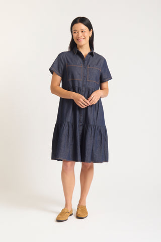 Hazel Classic Dress In Indigo Denim