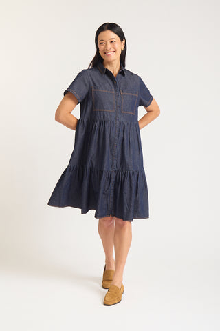 Hazel Dress Classic In Indigo Denim