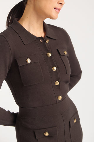 Carter Crepe Jacket Mini In Chocolate