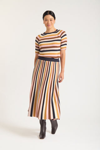 Avenue Lurex Skirt In Nutmeg