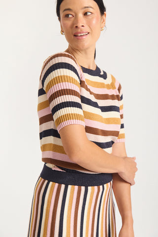 Avenue Lurex Top  In Nutmeg