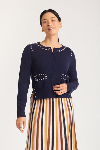 Peridia Merino Cashmere Cardigan In Peacoat