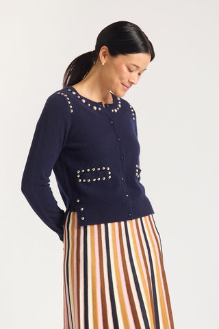 Peridia Merino Cashmere Cardigan In Peacoat