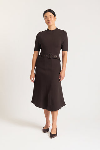 Parker Crepe Dress In Chocolate