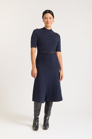 Parker Crepe Dress In Navy