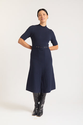 Parker Crepe Dress In Navy