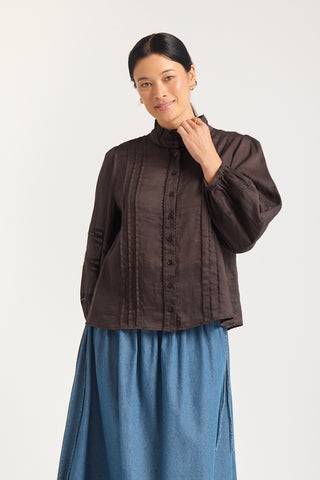 Paris Ramie Top In Chocolate