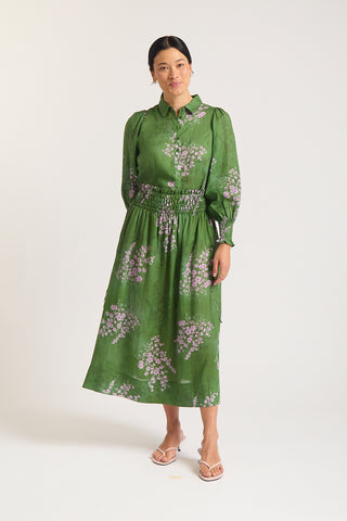 Sylvie Ramie Skirt  In Maple Print