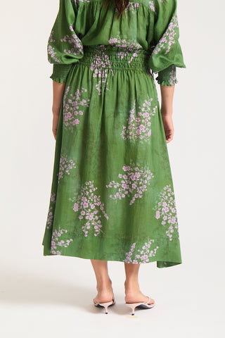 Sylvie Ramie Skirt  In Maple Print