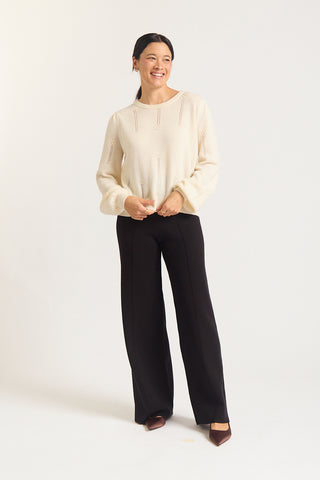 Clover Merino Cashmere Sweater In Ecru