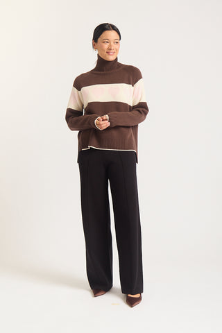 Bailey Merino Cashmere Sweater In Chocolate