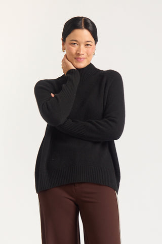 Fifi Cashmere Polo Sweater In Black