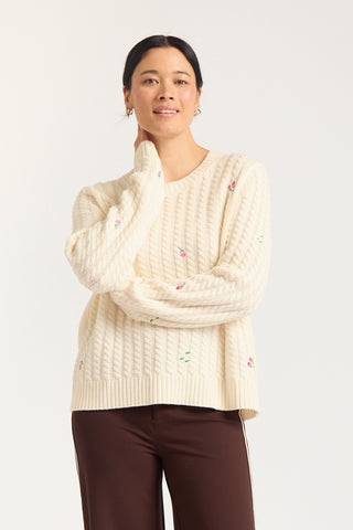 Rosette Merino Cashmere Sweater In Ivory