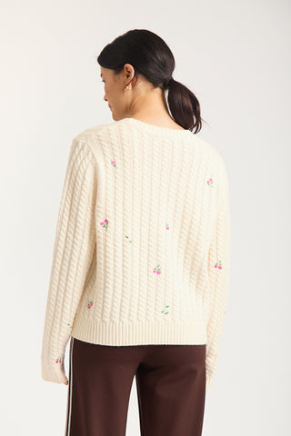 Rosette Merino Cashmere Sweater In Ivory