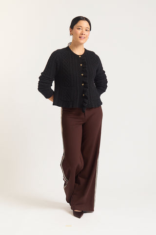 Peony Merino Cashmere Cardigan In Black