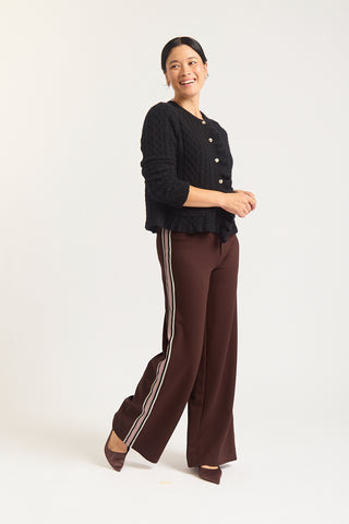 Peony Merino Cashmere Cardigan In Black