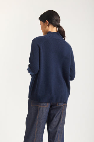 Fifi Cashmere Polo Sweater In Midnight Navy