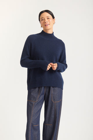 Fifi Cashmere Polo Sweater In Midnight Navy