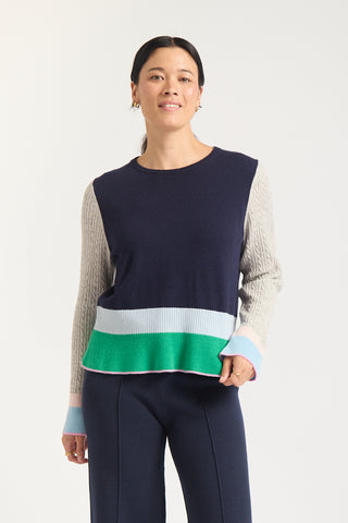 Evora Merino Cashmere Sweater In Navy