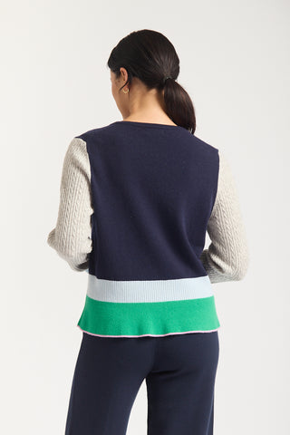 Evora Merino Cashmere Sweater In Navy
