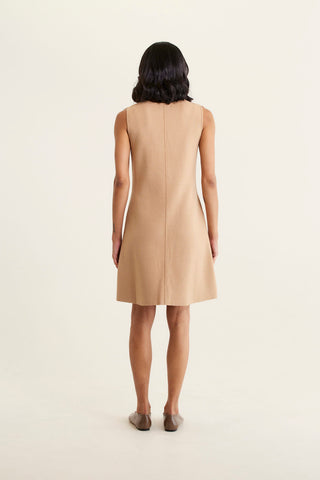Rochelle Crepe Knit Dress In Tan