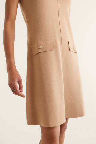 Rochelle Crepe Knit Dress In Tan