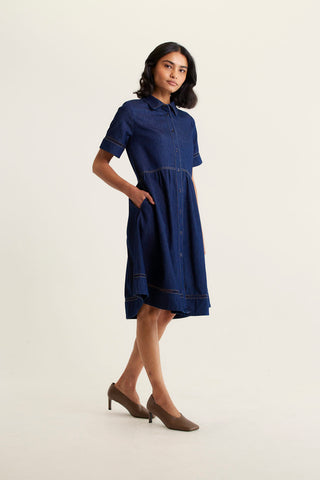 Maxine Denim Dress In Indigo